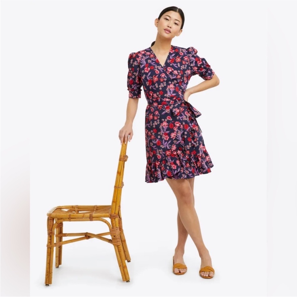 Draper James Reba Wrap Dress in Fall Poppy blooms  Size 14